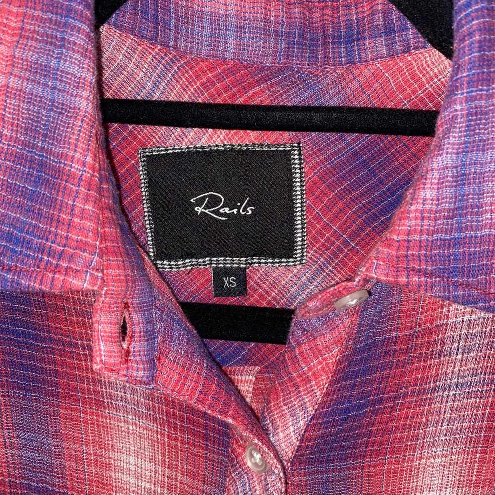 Rails Pink Plaid Button Down Tank Top Size Xs - image 3